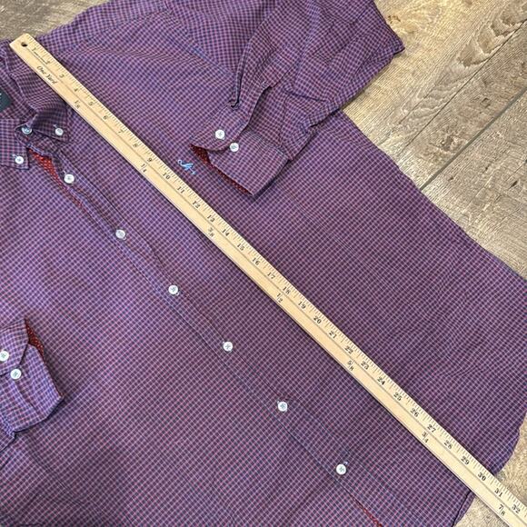 Tailorbyrd Men's Cotton Stretch Long Sleeve Shirt Red Navy Size XXL - Picture 6 of 10